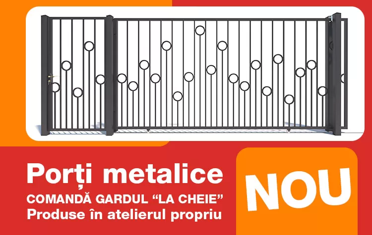 Porți metalice asortate gardului prefabricat din beton