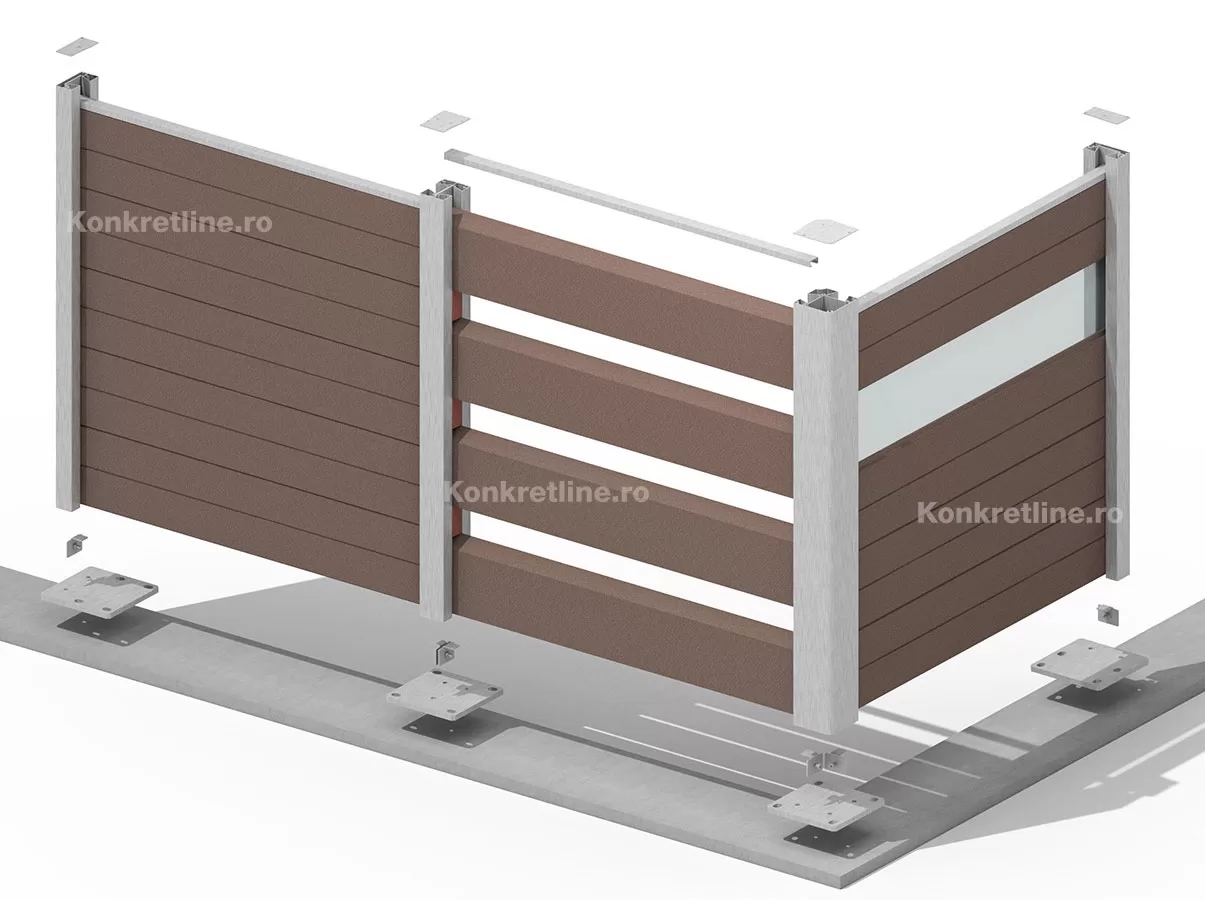 Montaj elemente gard WPC Konkret Line